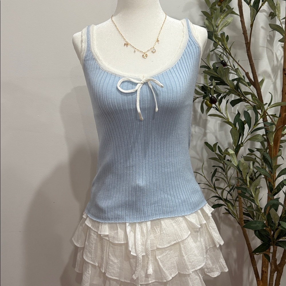 Double Zero Light Blue Ribbed Top - Picture 3 of 7